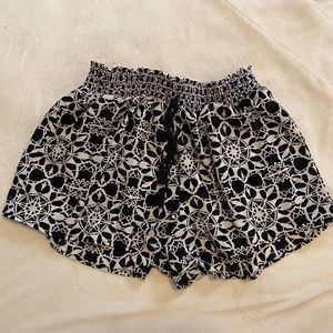 Black and White Flowy Shorts